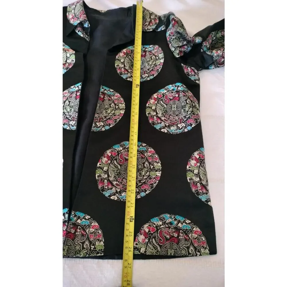 Vintage R&K Evening 100% Silk Jacket Geometric Asian Women's Size 10‎